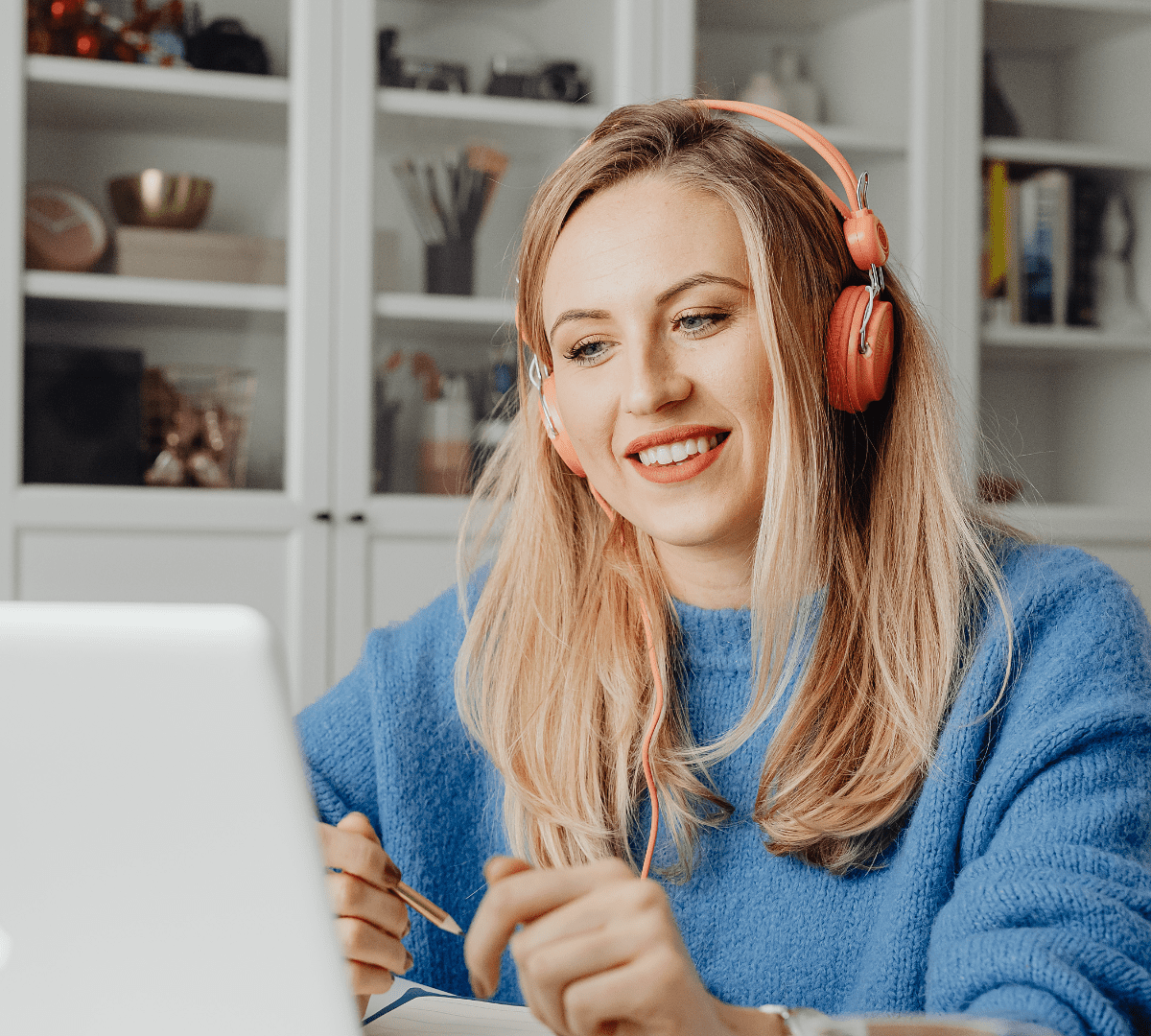 Whole house air purifier happy woman in her home.